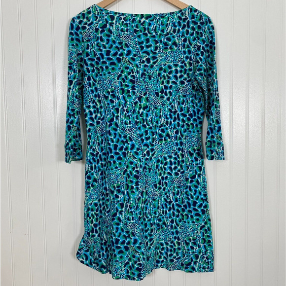 Lilly Pulitzer Womens Caila Dress Size S Gigi Henley Button Cyan Blue Giraffe - Picture 7 of 9